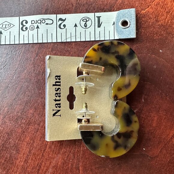 NWT Natasha Fat Tortoise Shell Colored Thick Hoops Lightweight - Picture 4 of 6